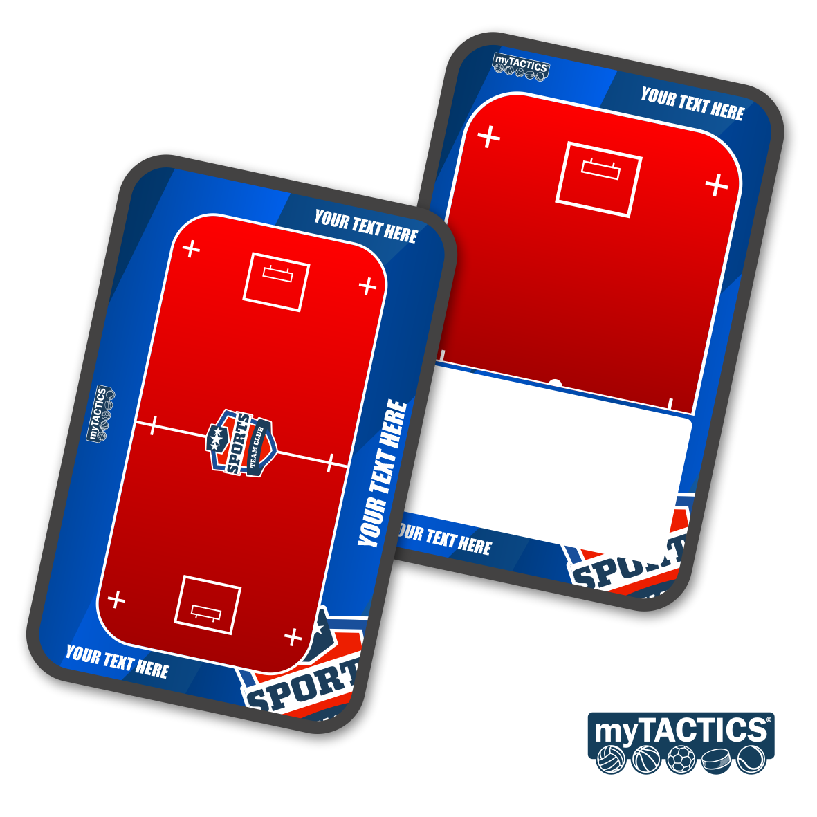 Taktiktafel-Set mit Taktik-Layout in Rot und Weiß (myTACTICS, 2 Boards)
