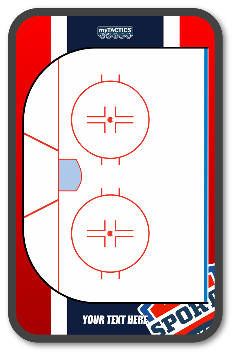 Kunststoff-Board mit roten Zielkreisen und Linienmarkierungen, myTactics-Logo