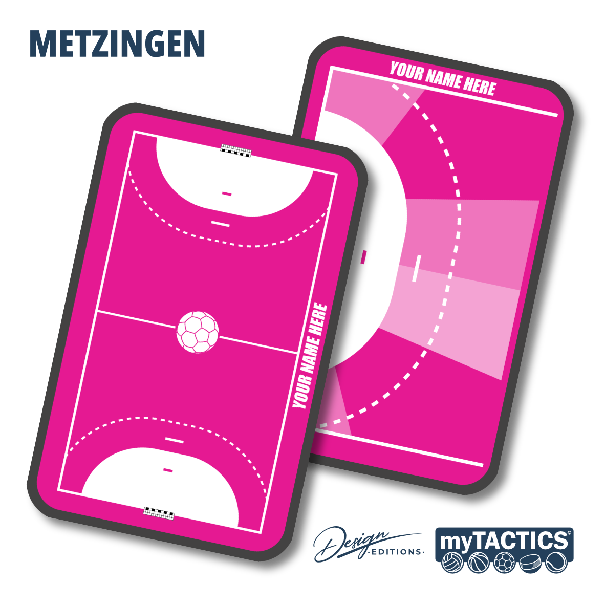 Handball-Trikot-Designvorlage mit Vorder- und Rückseite, pink/magenta mit weißen Flächen