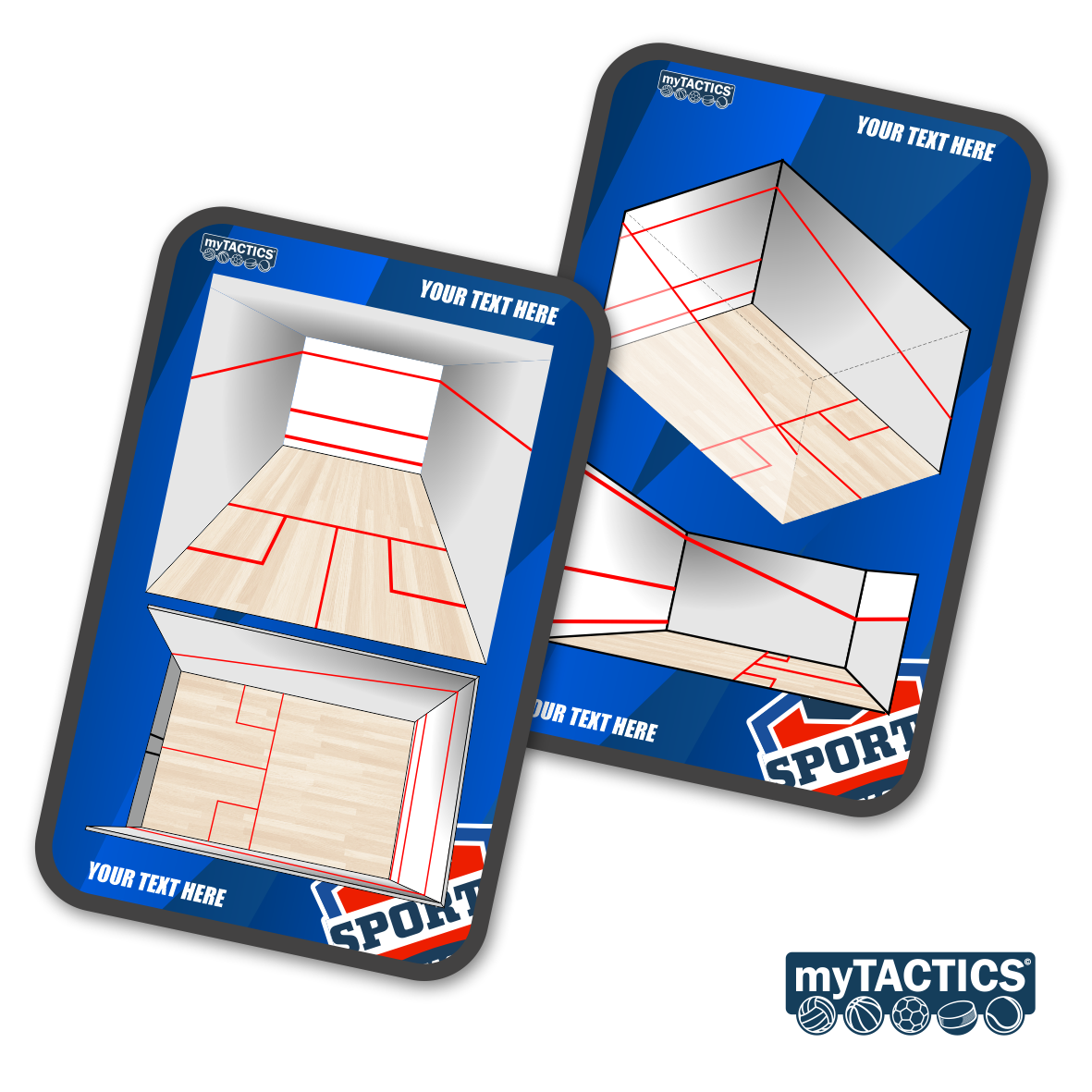 Taktiktafel-Set mit 3D-Raumplanung in Grau und Rot (myTACTICS, 2 Boards)