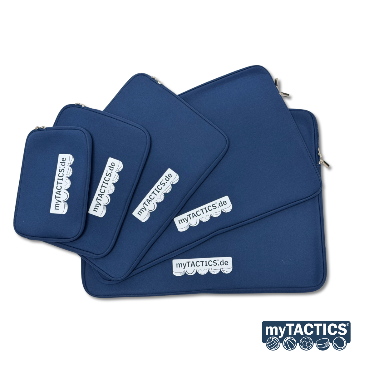 Softcase aus Softshell Dunkelblau mit mehreren Taschen und myTactics-Logos