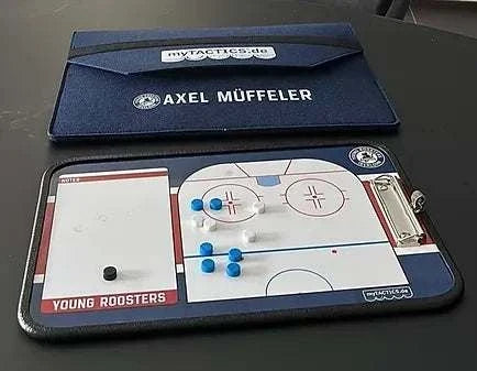 Eishockey-Taktikbrett im Set mit Schachtel, bedruckte Spielplan-Schablone