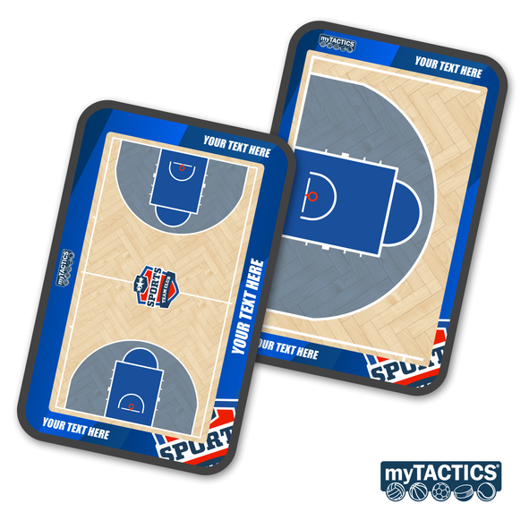 Taktiktafel-Set mit Platzierungsplan in Blau und Holzoptik (myTACTICS, 2 Boards)