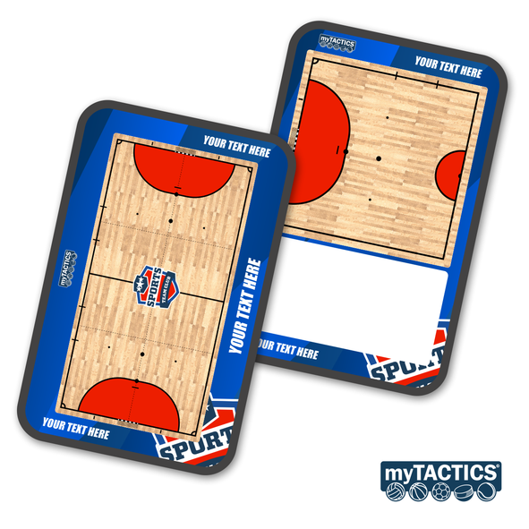 Taktiktafel-Set mit Hallenplan in Holzoptik und Rot (myTACTICS, 2 Boards)
