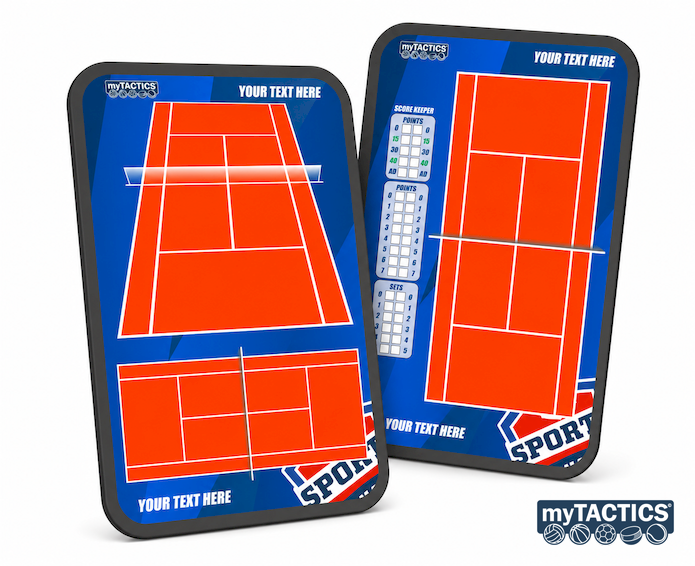 Tennis-Trainingskarten: zwei myTactics-Boards mit rotem Spielfeldraster